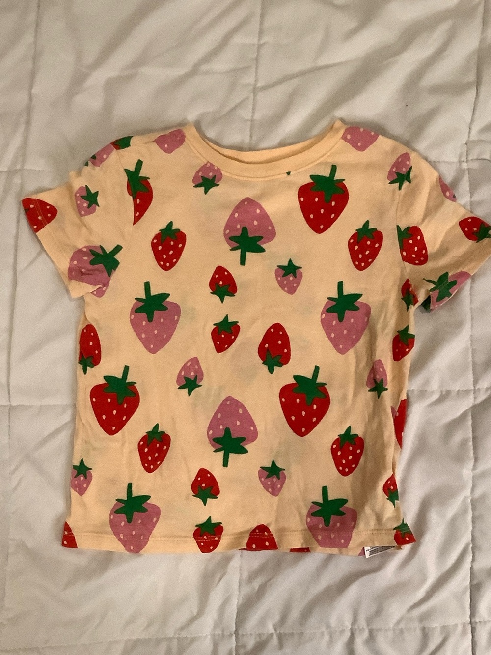 Old Navy Peach Tee with Red and Pink Strawberry Print